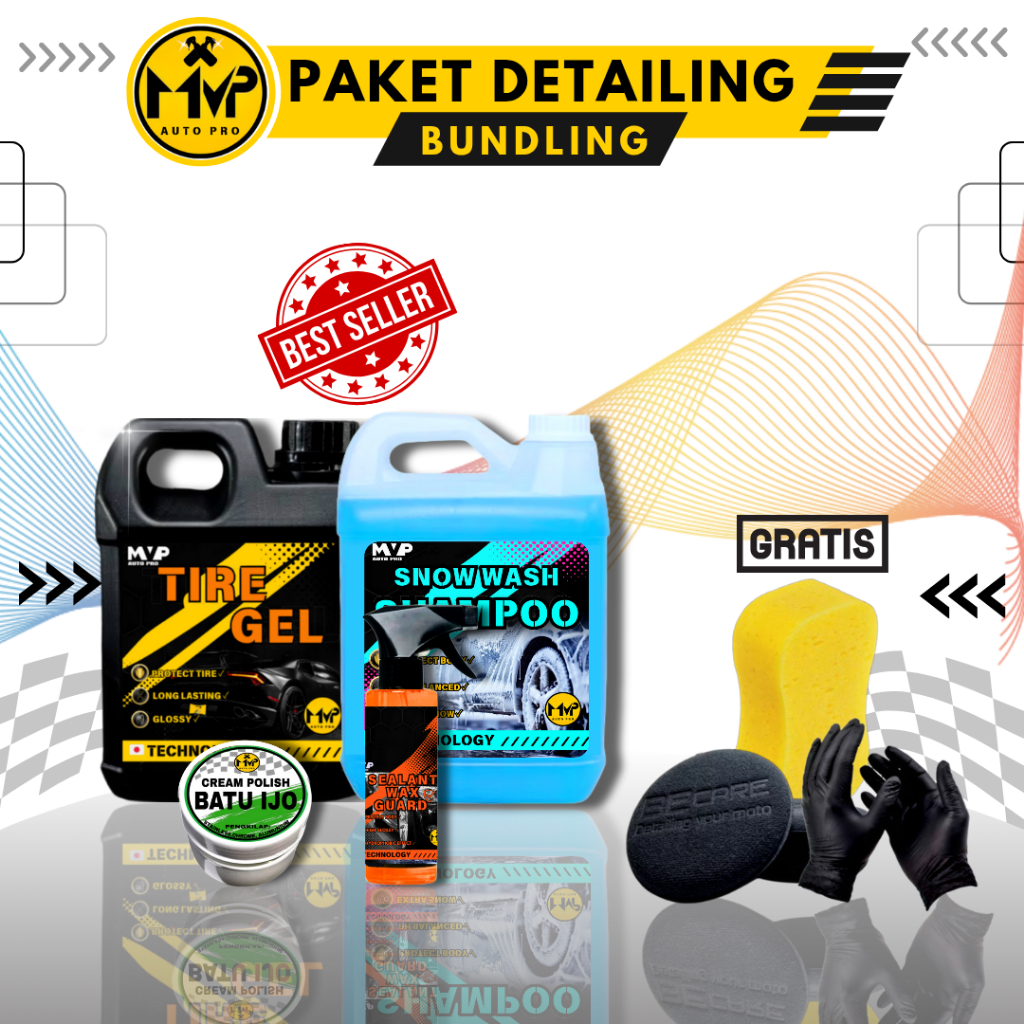 MVP Bundling Paket Detailing Semir Ban | Shampoo Mobil | Sealant Wax Guard | Cream Polis Chrome Batu