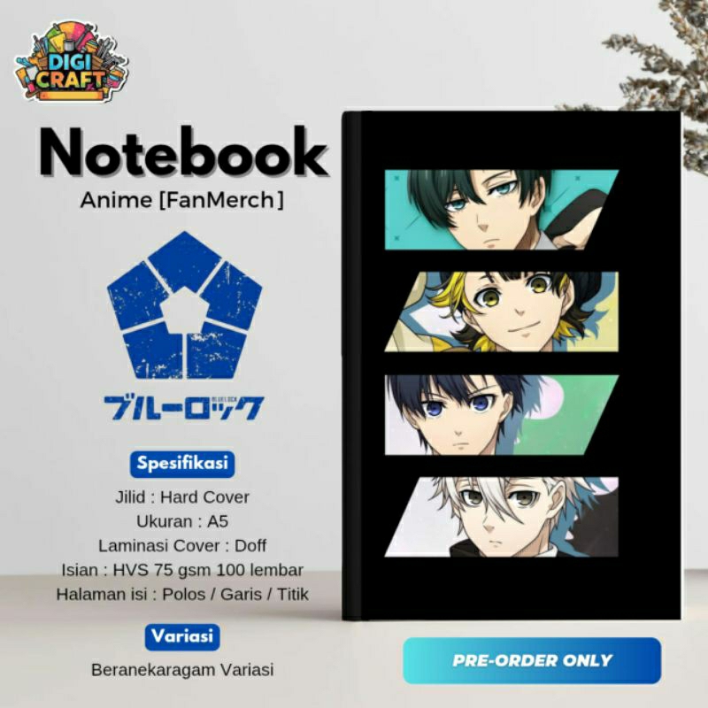 

Notebook A5 Blue Lock Hard Cover, 75 gsm, 100 lembar [FanMerch]