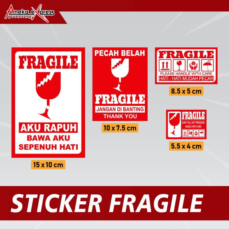 

stiker fragile murah / sticker pecah belah kemasan olshop/ label pengiriman awas pecah