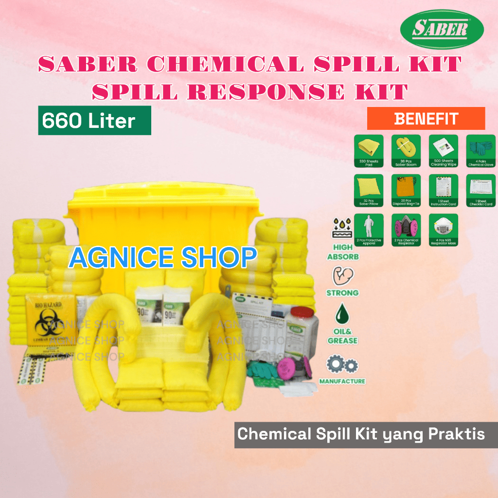 SABER CHEMICAL SPILL RESPONSE KIT WHEELIE BIN 660 LITER - SC660-SK/WB