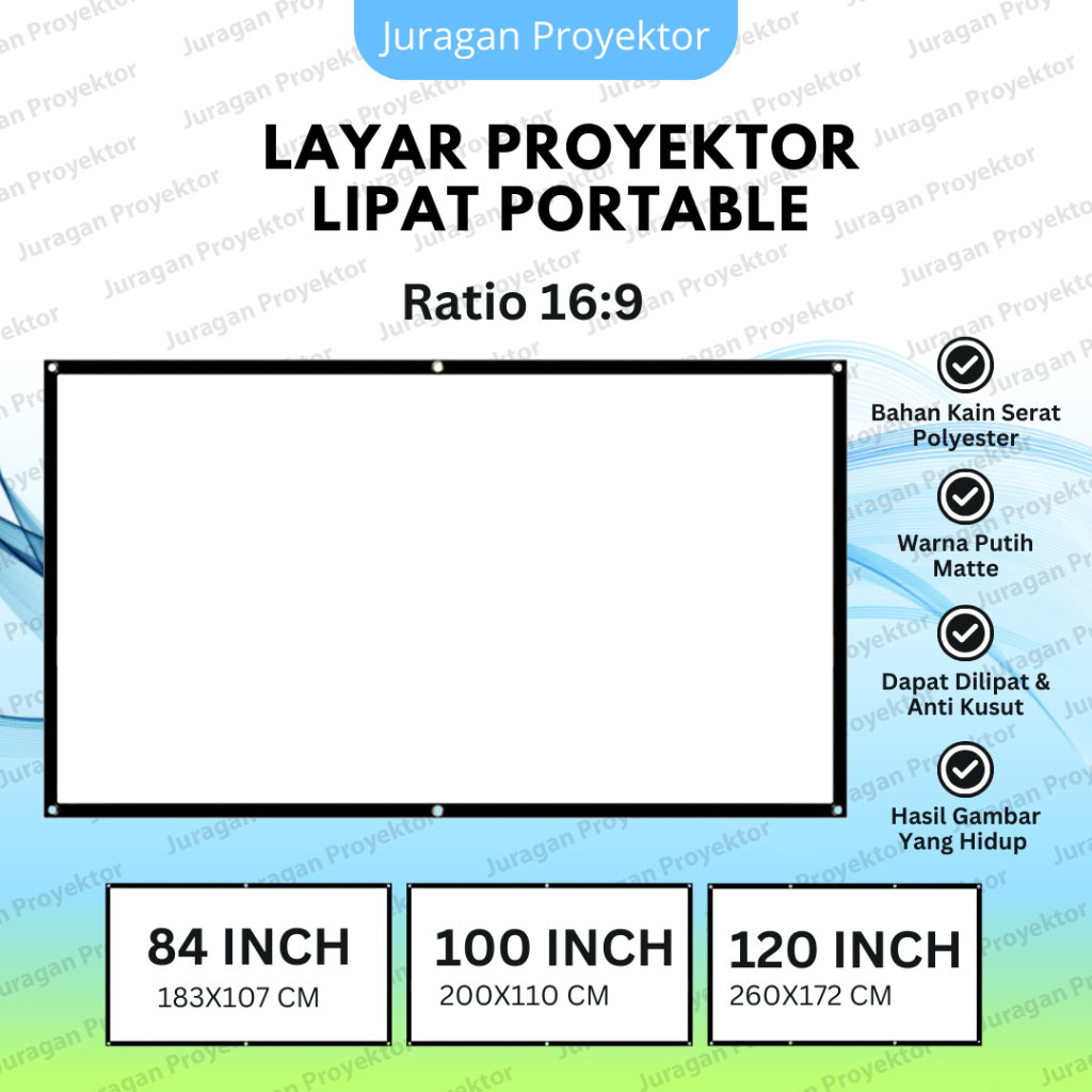Kain Layar Proyektor Lipat 84 100 120 Inch Portable 16:9 Screen Projector Folded | Screen Projector 