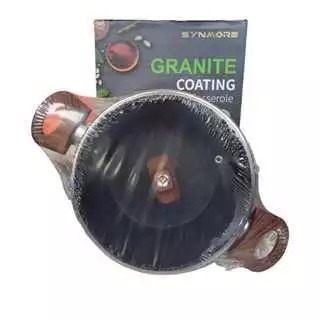 Panci SYNMORE GRANITE COATING CASSEROLE 20 - NON STICK BLACK. Panci granit anti lengket 20cm