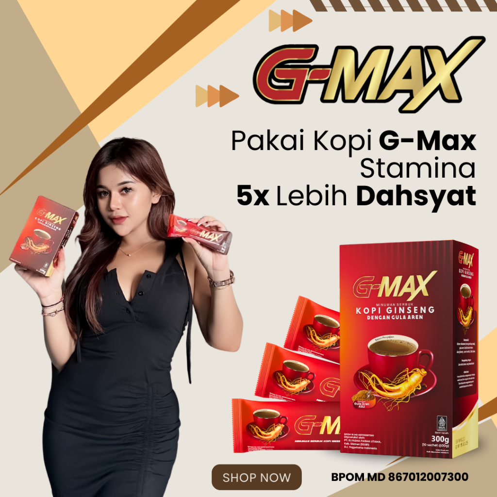 

G-MAX - Kopi Stamina Pria Kuat Tahan Lama Dengan Ekstrak Ginseng & Gula Aren Bpom