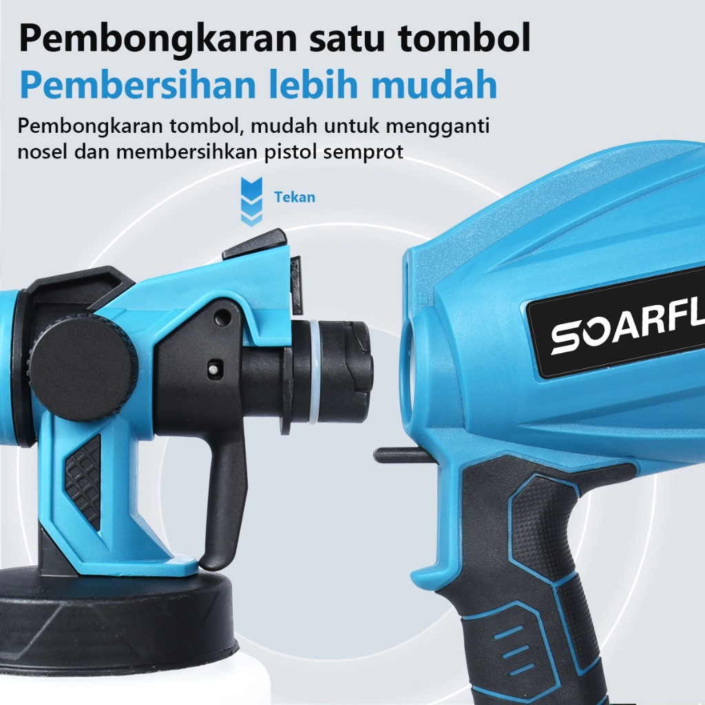 Soarfly Mesin Semprot Cat Elektrik Nirkabel Berkekuatan Kompresor Alat Semprot Cordless Spray Gun