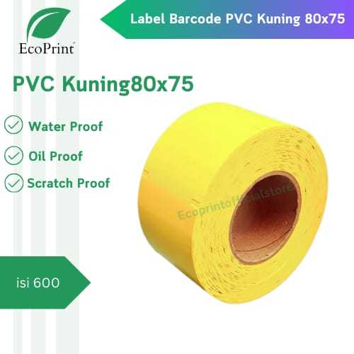 

ECOPRINT LABEL BARCODE PVC KUNING 80 x 75 ISI 600 STANDARD KEMENTRIAN KEHUTANAN