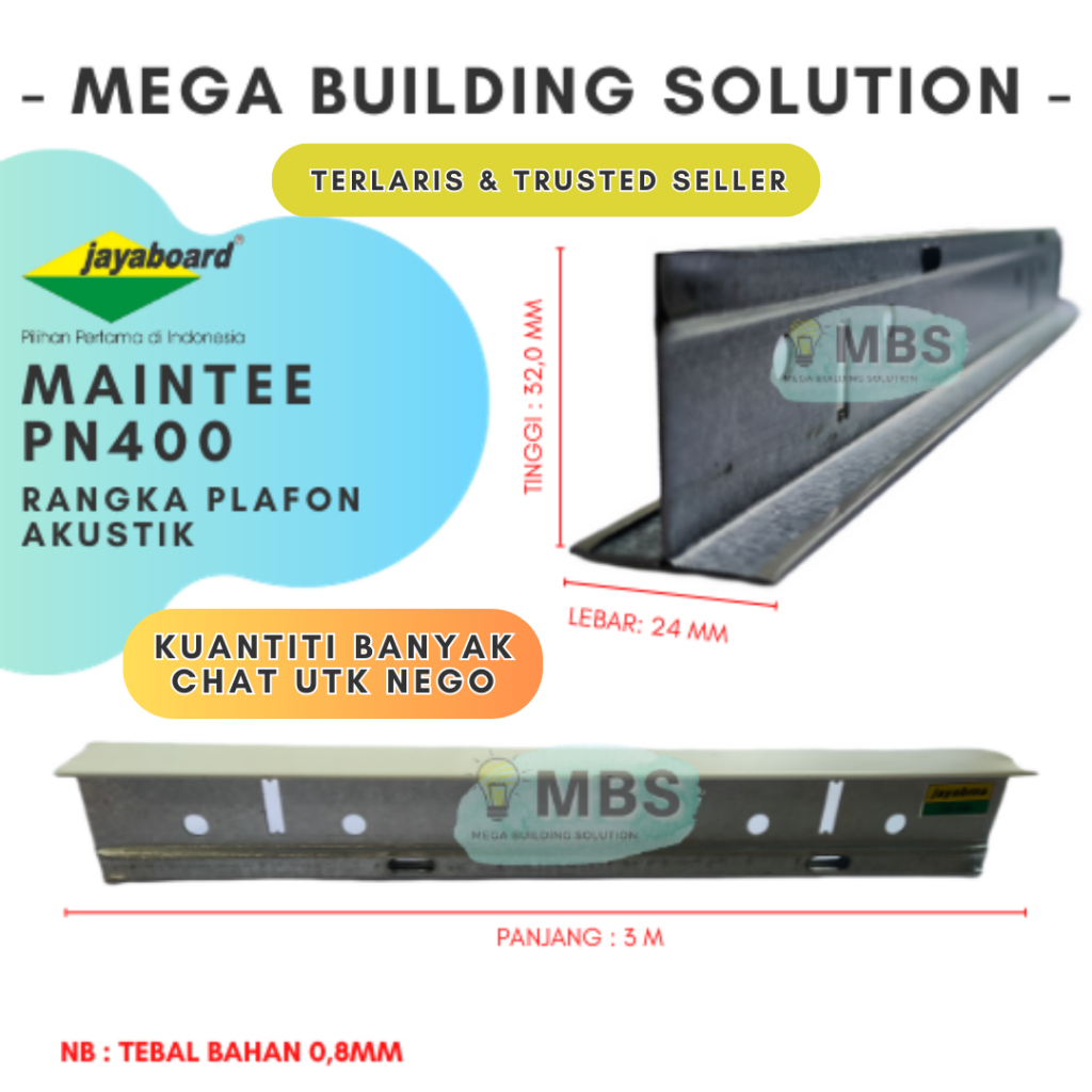 Maintee Jayaboard PN400/ Main tee Crosstee / Rangka Plafon Akustik