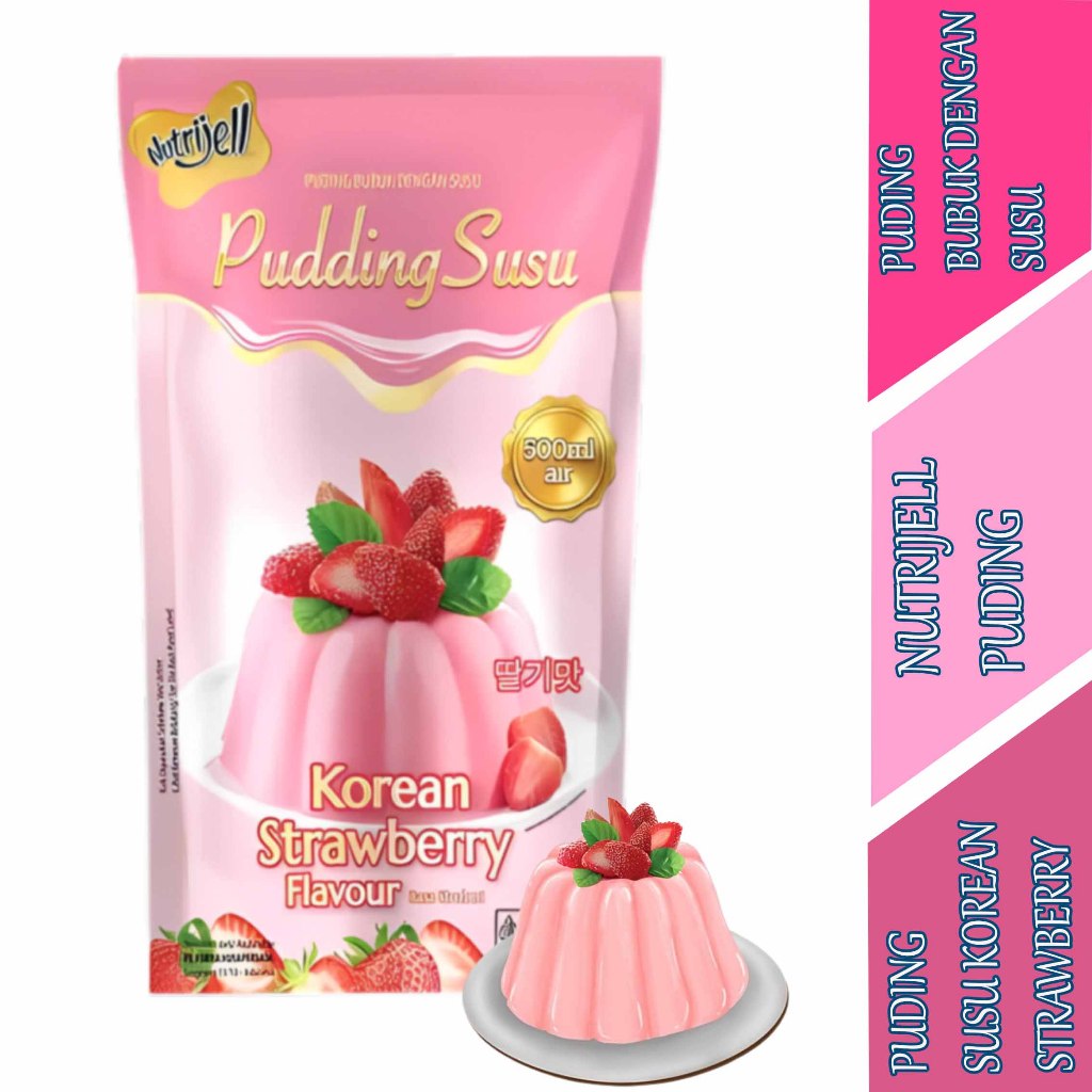 

Pudding Susu Rasa Korean Strawberry - Nutrijell Puding - Puding Bubuk Susu - 145gr