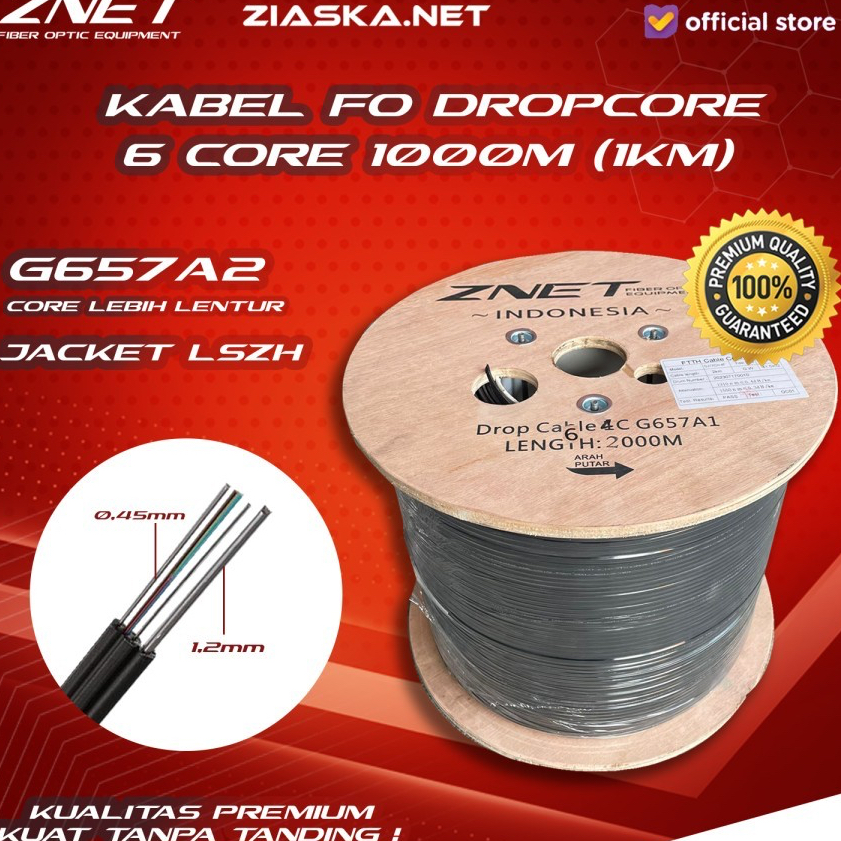 [KHUSUS INSTANT] KABEL FIBER OPTIC 6 CORE 3 SELING KAWAT 1000 METER DROPCORE DC 6 CORE