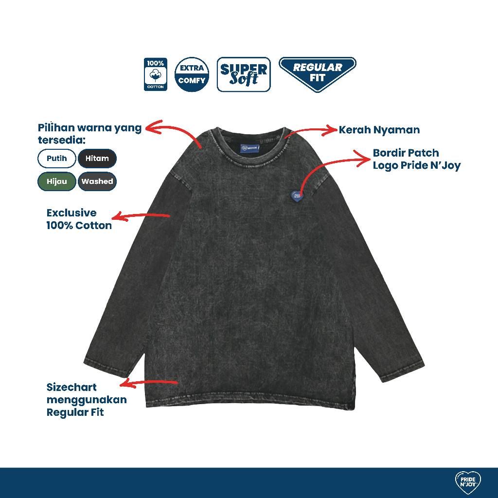 Pride N Joy - T-Shirt Long Sleeve Washed Black