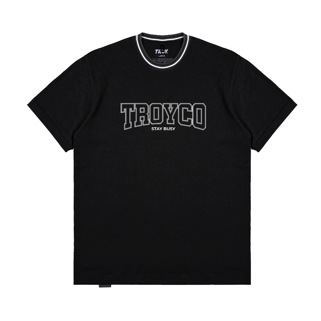 Troy Company Neck Strip Tshirt Black Academia Vitae - Kaos Lengan Pendek Kaos Hitam KST 3040-3A1W1B
