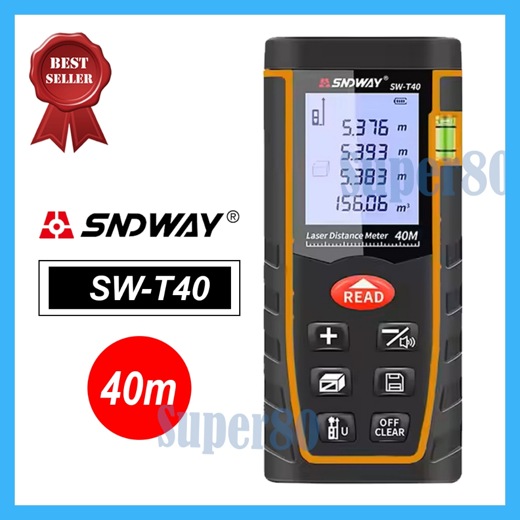 SNDWAY Meteran laser 40M SNDWAY Digital Laser Distance JUFUNE Alat Pengukur Jarak 40meter Rangefinde