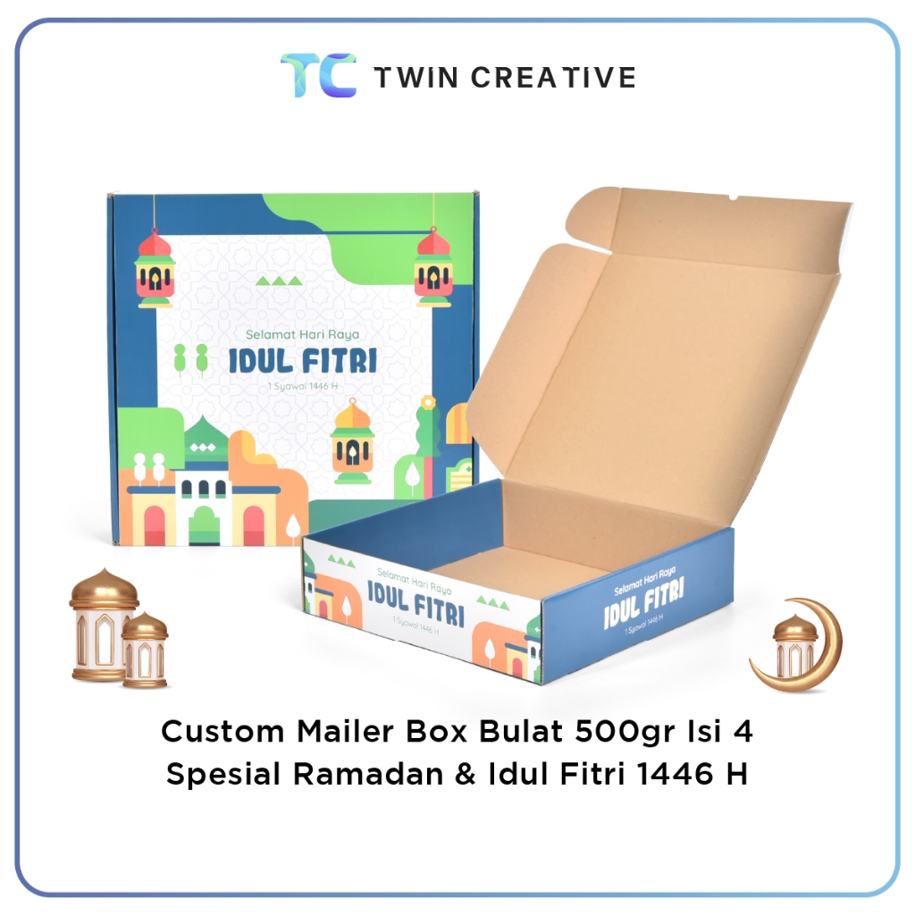 Custom Box Kardus Hadiah / Packing Hampers Box - Mailer Box Jar 500gr Full Print Spesial Ramadan Isi