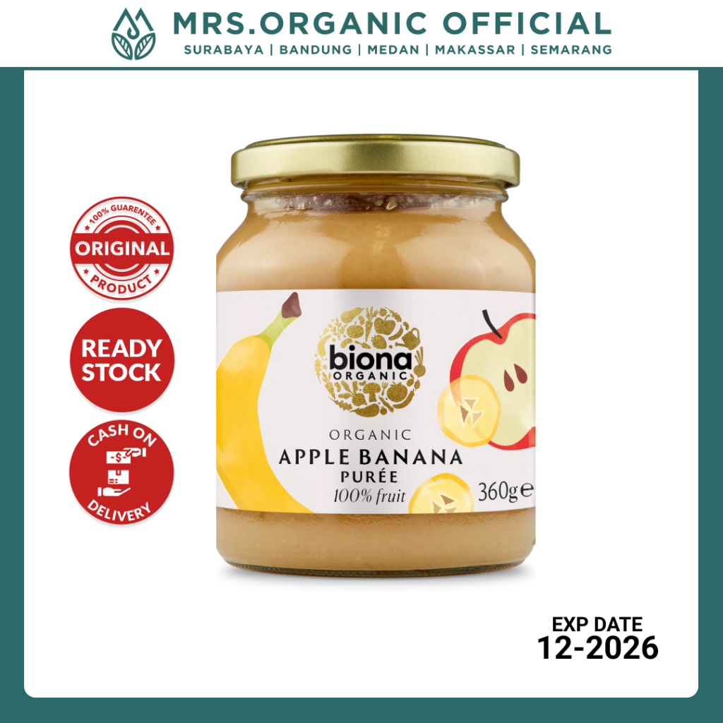 

Pure Apel Pisang Organik Biona Organic Apple & Banana Puree 360 Gr