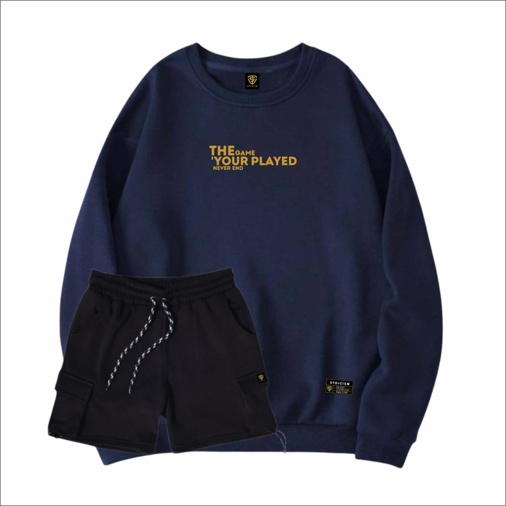 Sweater Polos One Set Celana Pendek Crewneck One Set Polos Sweater Pria Wanita Crewneck Pria Wanita 