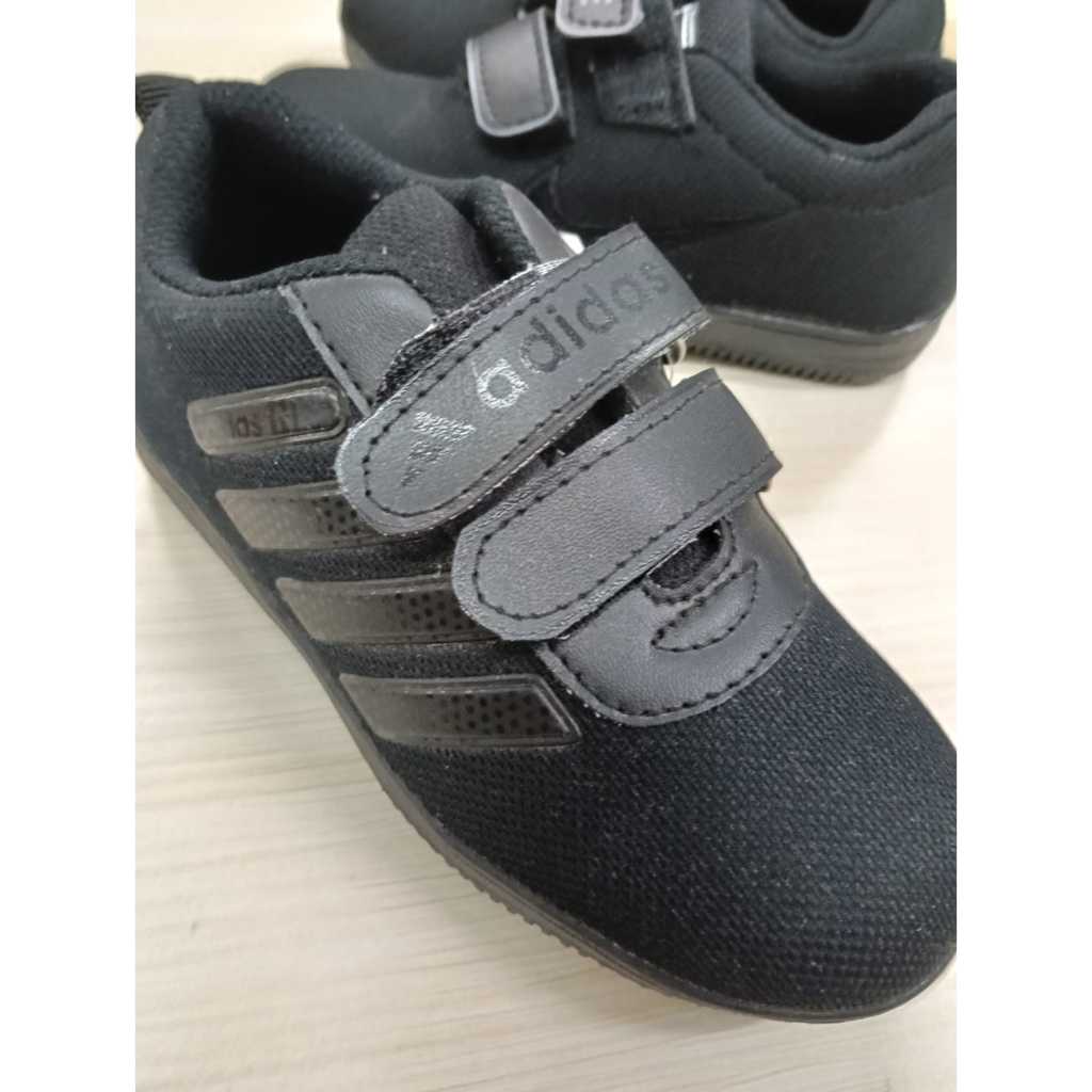Sepatu Sekolah anak HITAM POLOS TK SD SMP kretek tanpa tali VELCRO