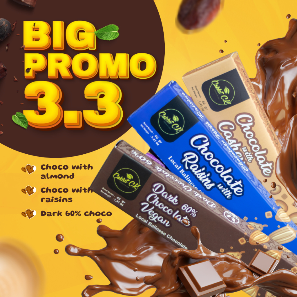 

CoklatCK - Dark Chocolate Vegan 60% with Cokelat Raisin Kismis & Coklat Kacang Manis Gurih Premium