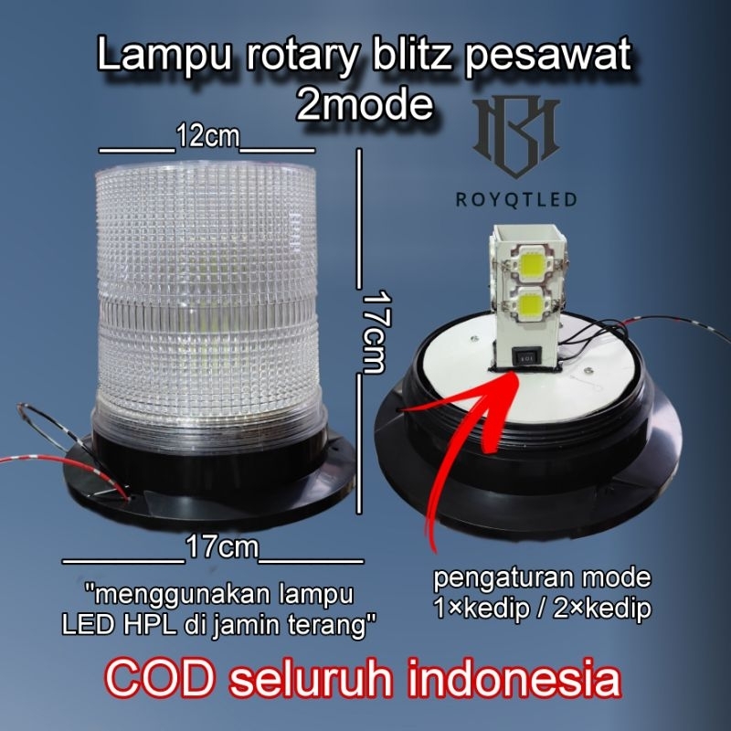 lampu rotary truck 24volt/12volt 2mode model seri H, kedip pesawat, menggunakan led 8 HPL (Hight Pow