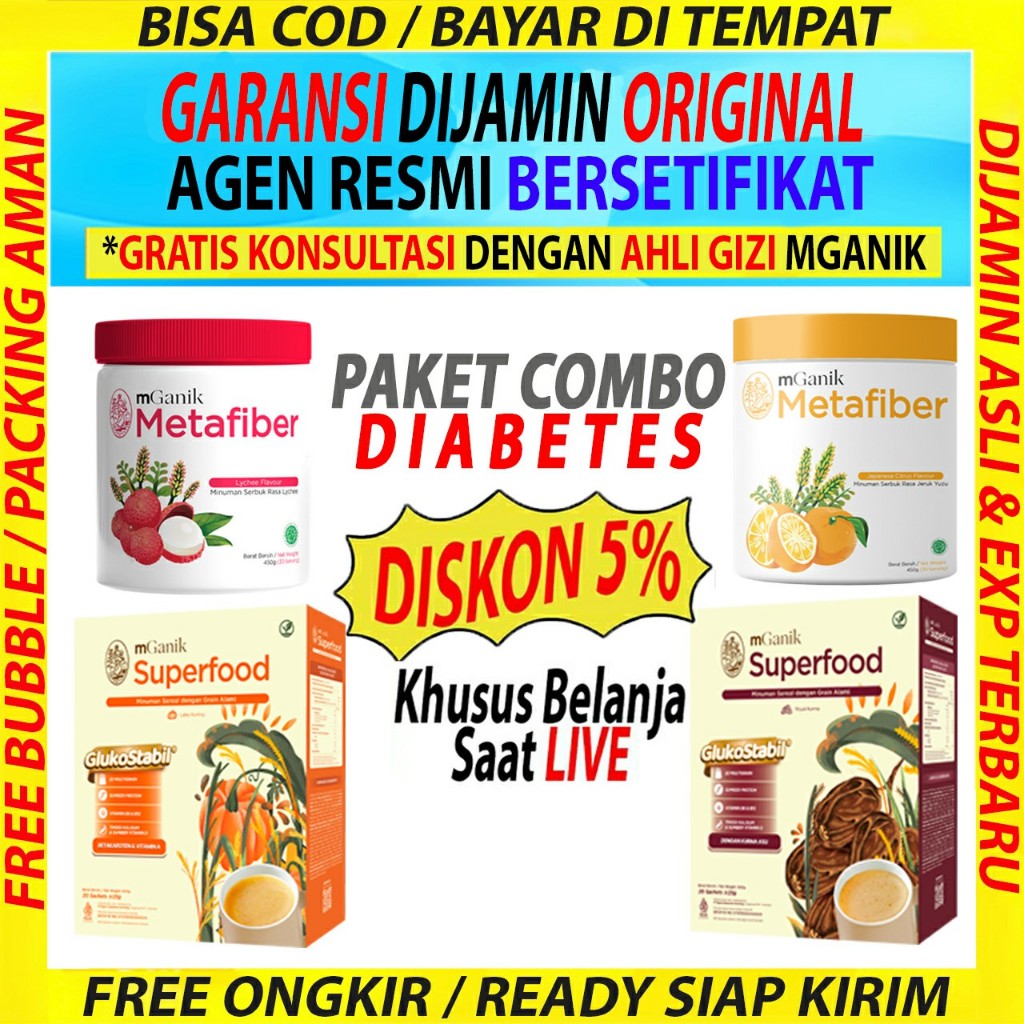 (BISA COD) Paket Bebas Diabet Bonus Spesial Bundling Mganik Multigrain Metafiber