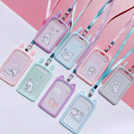 

Name Tag Lanyard Anak Lucu Gantungan Kartu Motif Kuping / Id Card Holder Anak Karakter Warna Pastel