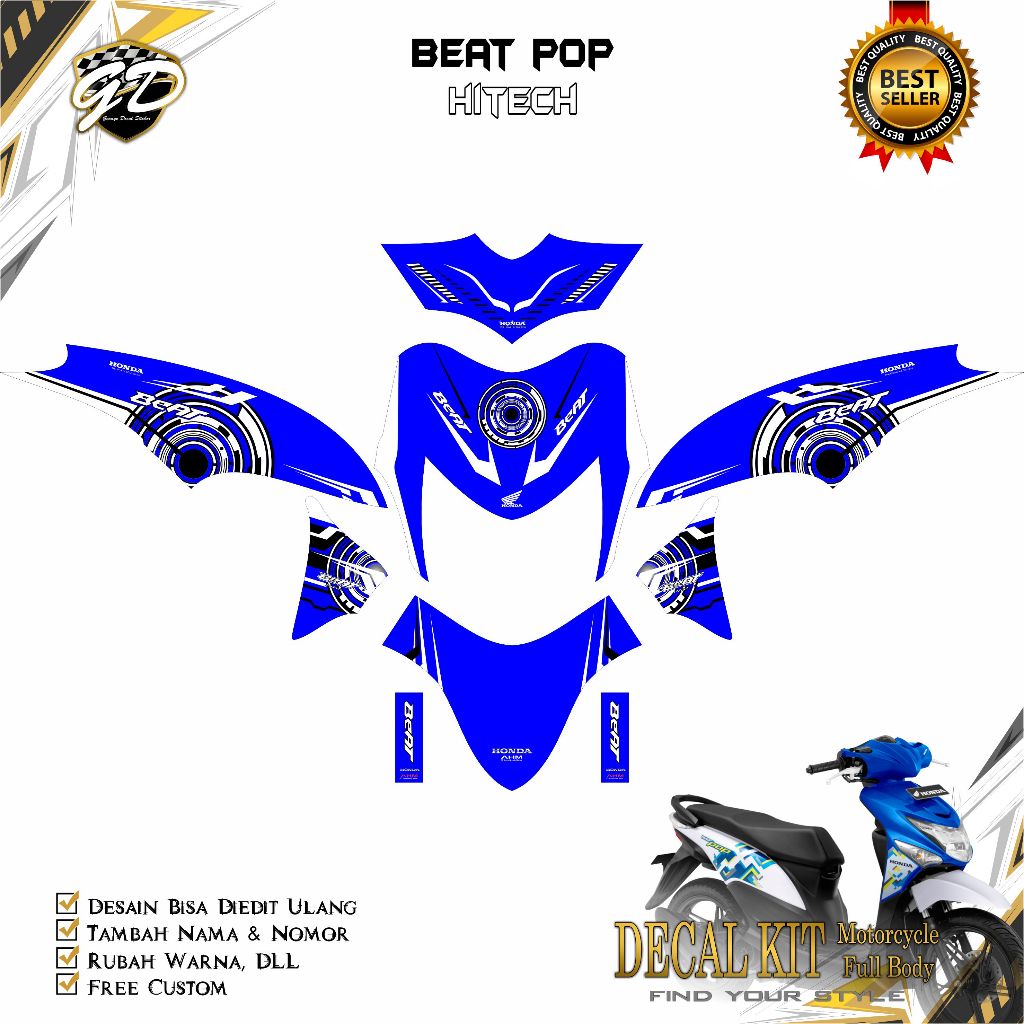 Decal Beat pop Full Body Stiker Decal Beat Pop Full Body GD-004