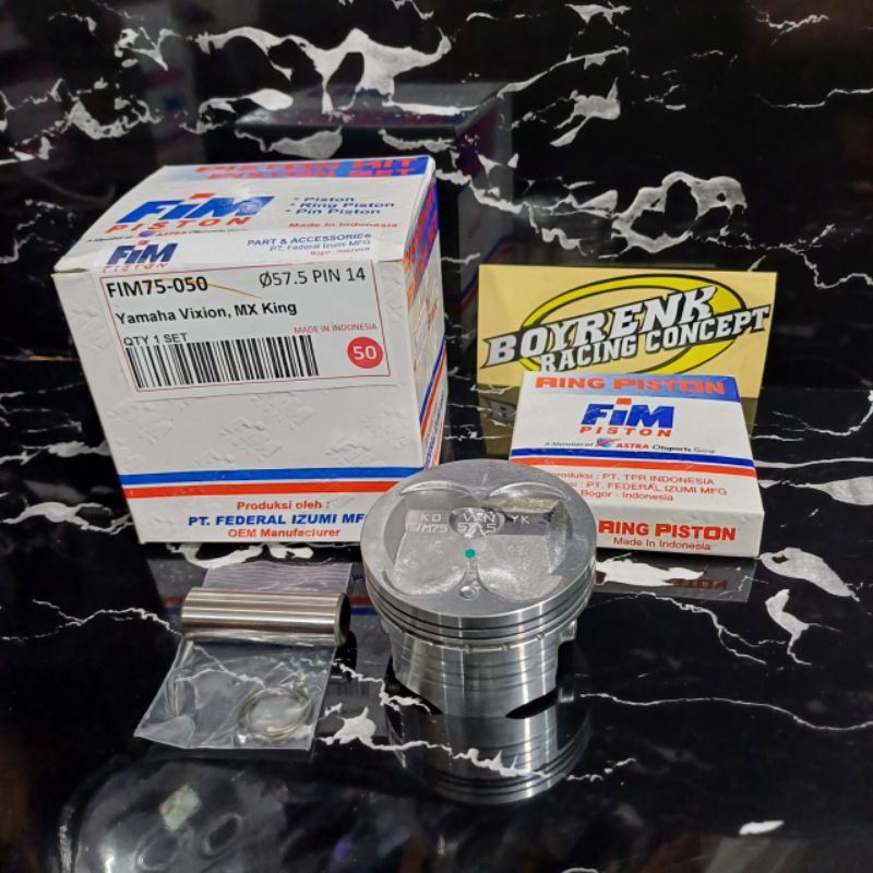 PISTON KIT SEHER SET FIM 75 VIXION 3C1 DIAMETER 57 - 59 PIN 14 - BOYRENK RACING