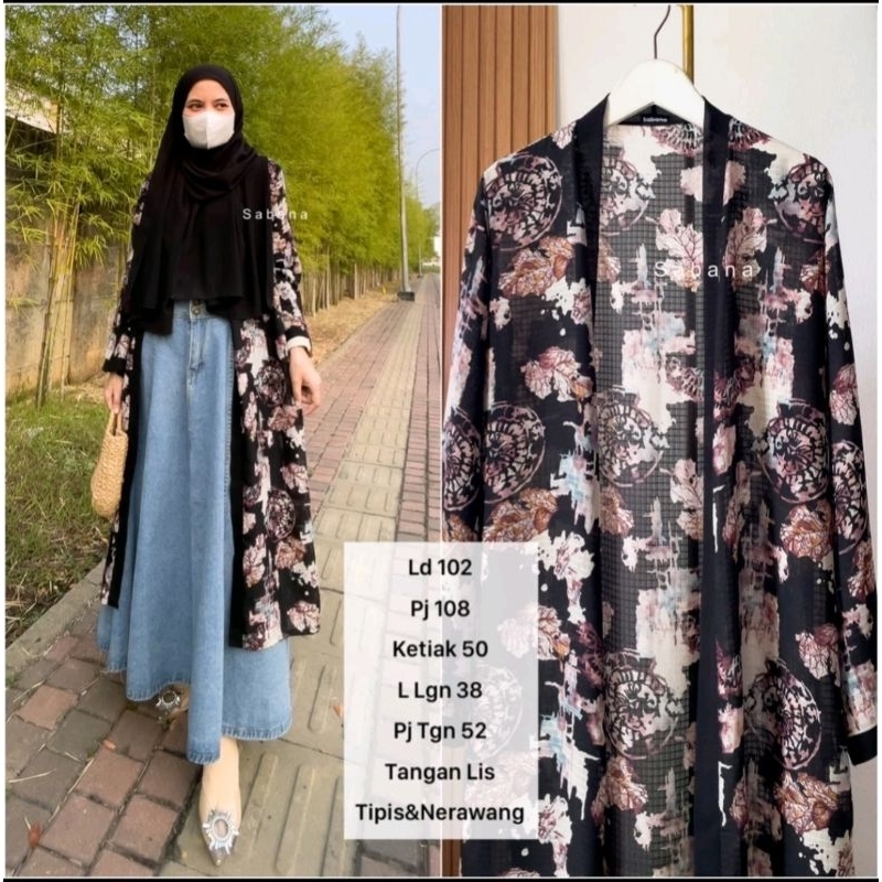 COD OUTER PANJANG/ CARDIGAN/BLAZER/ ROMPI WANITA SABANA LONG OUTER FLORAL MURAH  MOTIF BUNGA