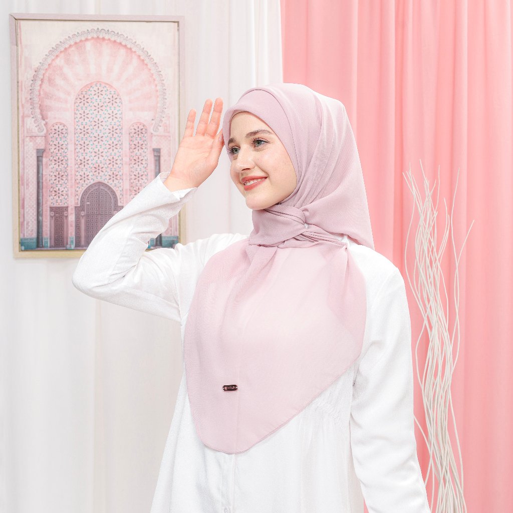 Jilbab malaysia oval segi empat polycotton premium warna burgundy hitam mauve polos 115cm x 115cm