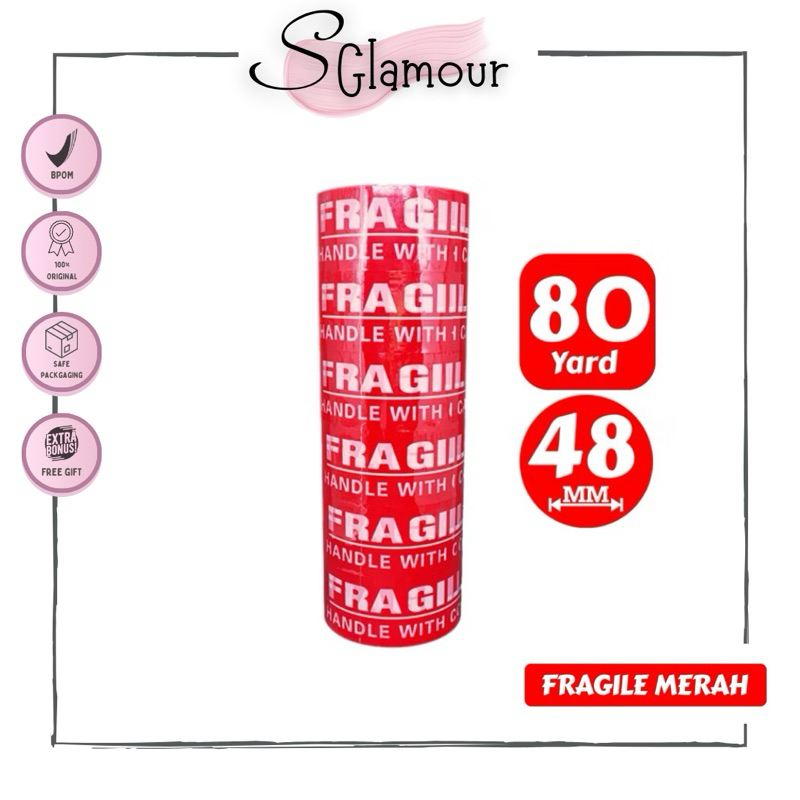 

[READY STOCK] LAKBAN OPP Tape / Lakban Fragile Merah KSATRIA Tape 80 Yard (1 Slop)