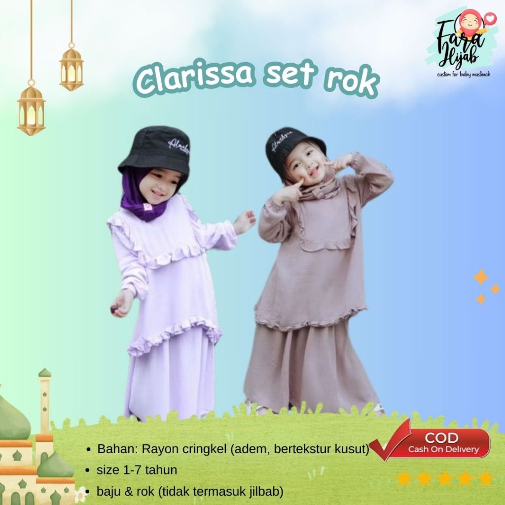 Gamis Anak (Clarissa Set, Baju + Rok)
