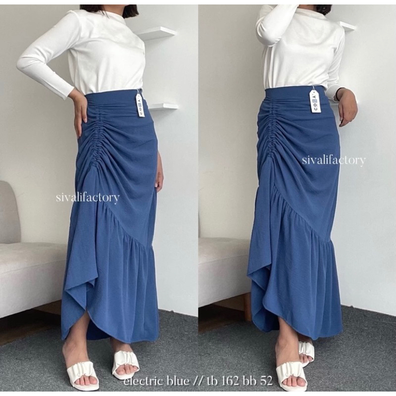 PRELOVED ROK SERUT BLUE GREY MURAH THRIFT WHITE ELEGAN