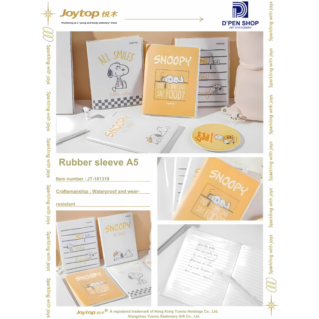 

Notebook A5 Cover Waterproof Wear Resistant Joytop Snoopy Rubber Sleeve
