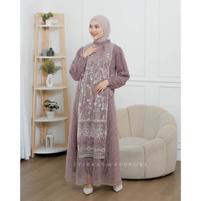 AINAYYA DRESS BY SYIRAASWARDROBE|| GAUN LEBARAN, GAMIS KONDANGAN LAMARAN DRESS BRUKAT BAJU CHANTYLI