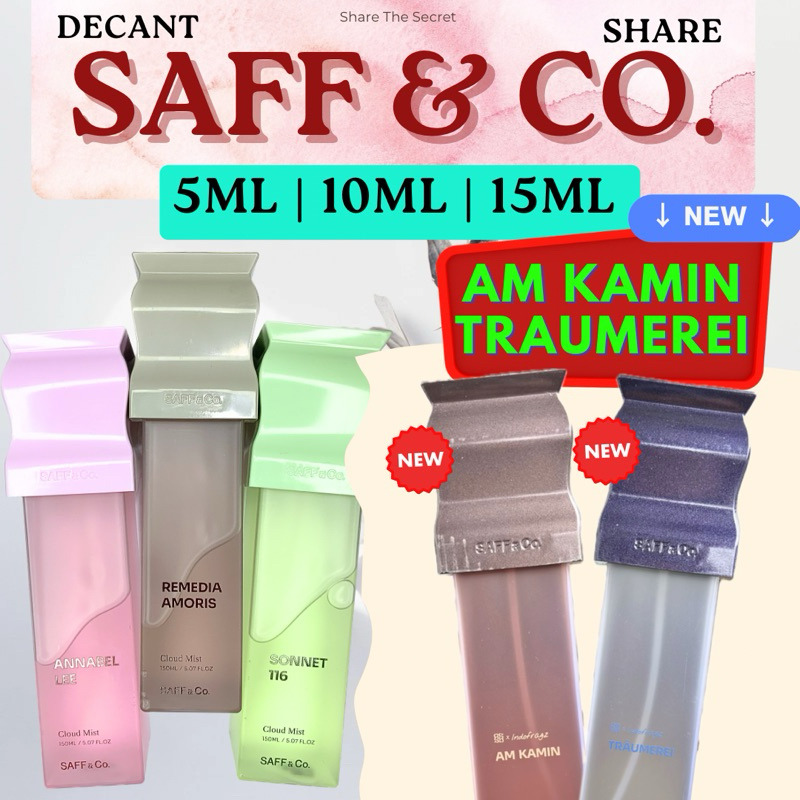 Free Gift DECANT SHARE SAFF AND CO 5ml 10ml 15ml CLOUD MIST ANNABEL LEE REMEDIA AMORIS SONNET 116 MI
