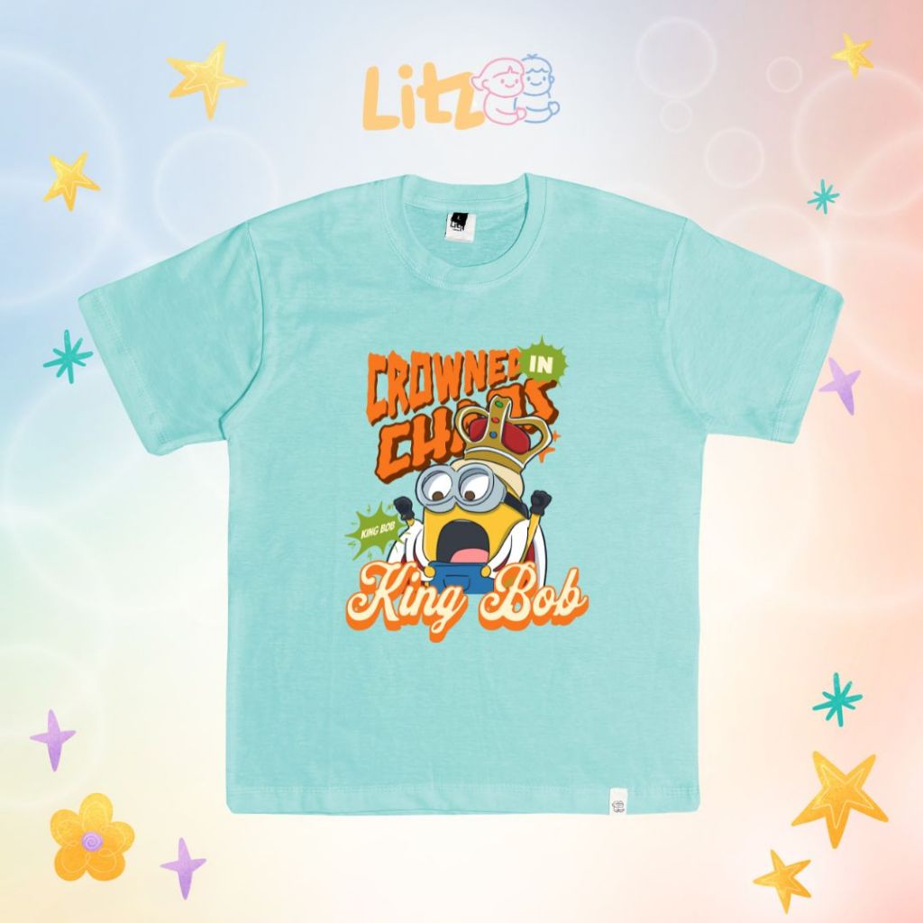 Kaos Anak Sablon MINION Series "KING BOB " | Kaos Katun Anak Combed Original Premium