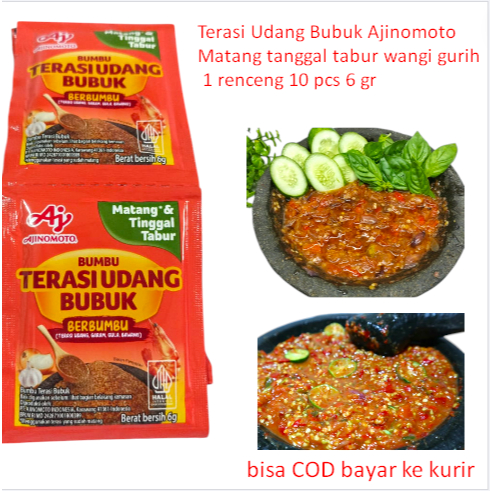 

Terasi Udang Bubuk Ajinomoto Matang tanggal tabur wangi gurih 1 renceng 10 pcs 6 gr