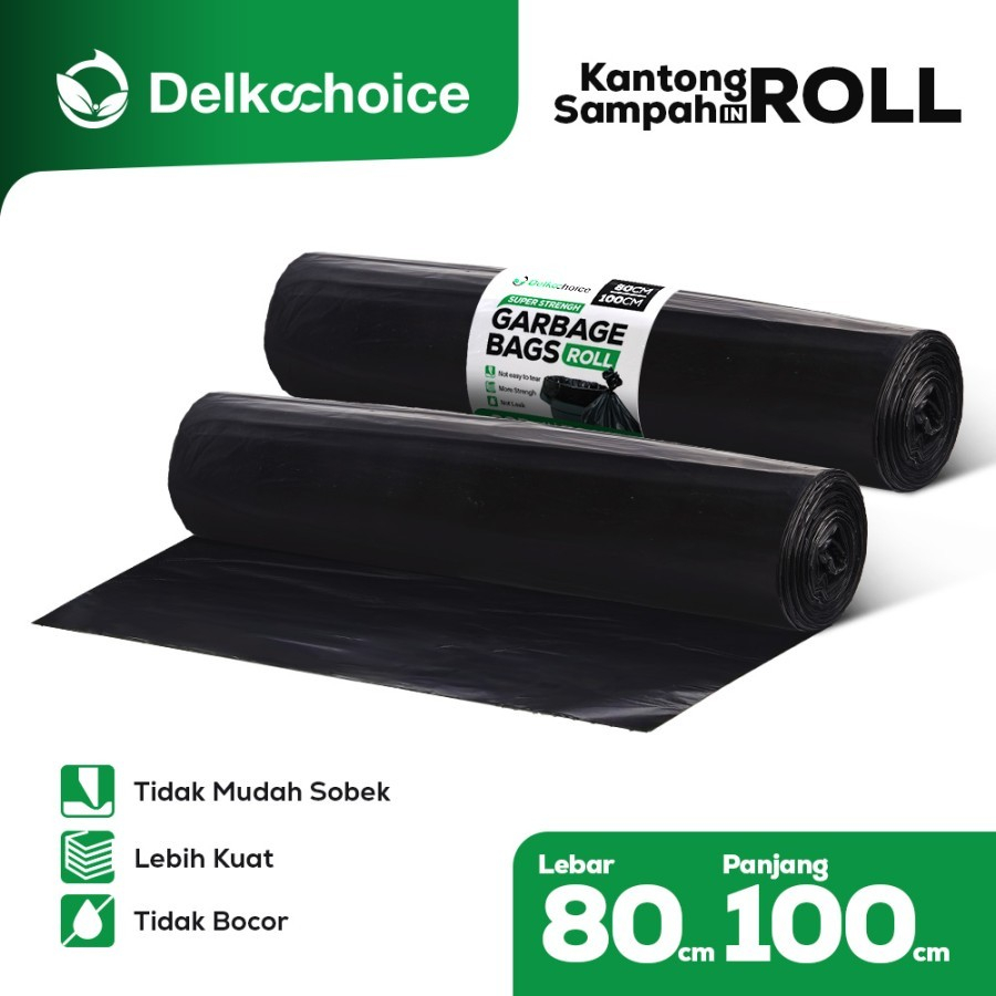 KANTONG PLASTIK SAMPAH TEBAL BESAR WARNA HITAM ROLL  80 X 100