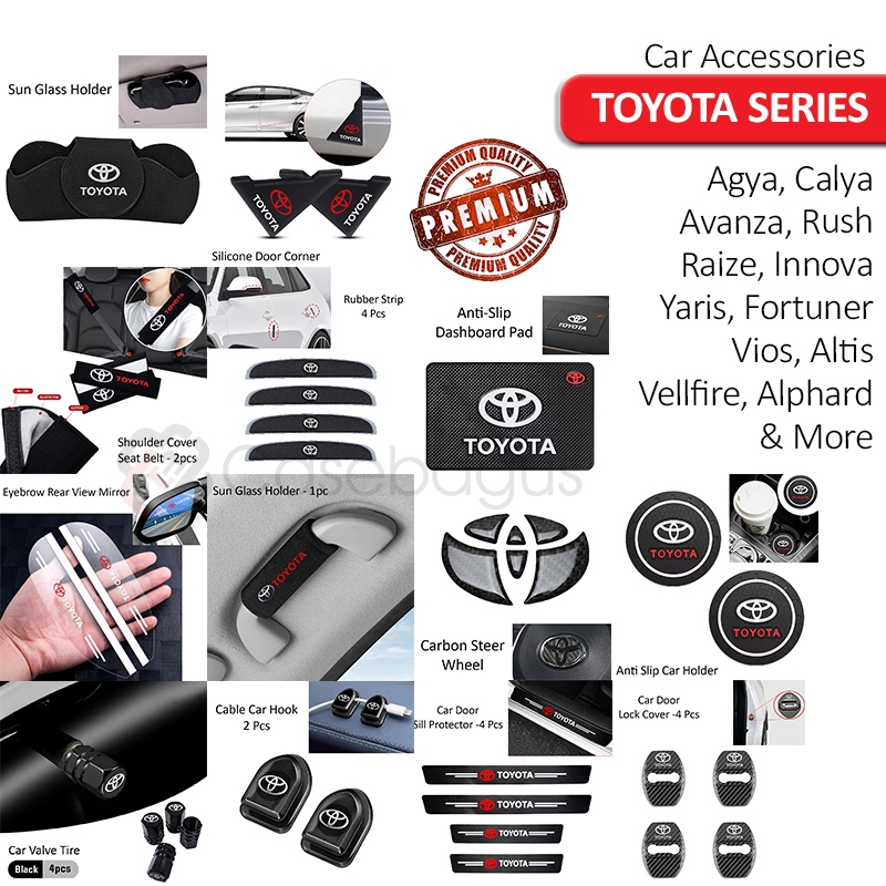 [Dengan Logo] Aksesoris Premium Toyota Agya Avanza Innova Fortuner Zenix Raize Yaris Cross Camry Rus