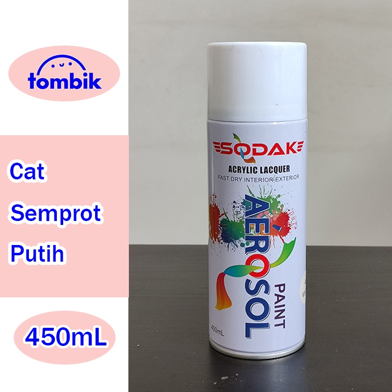 450ML Cat Semprot Putih Glossy / Cat Spray Paint Mengkilap Putih