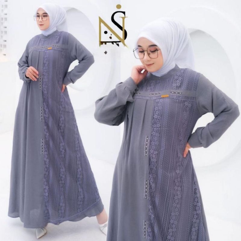 gamis lebaran gamis pesta crinkle airflow brokat premium