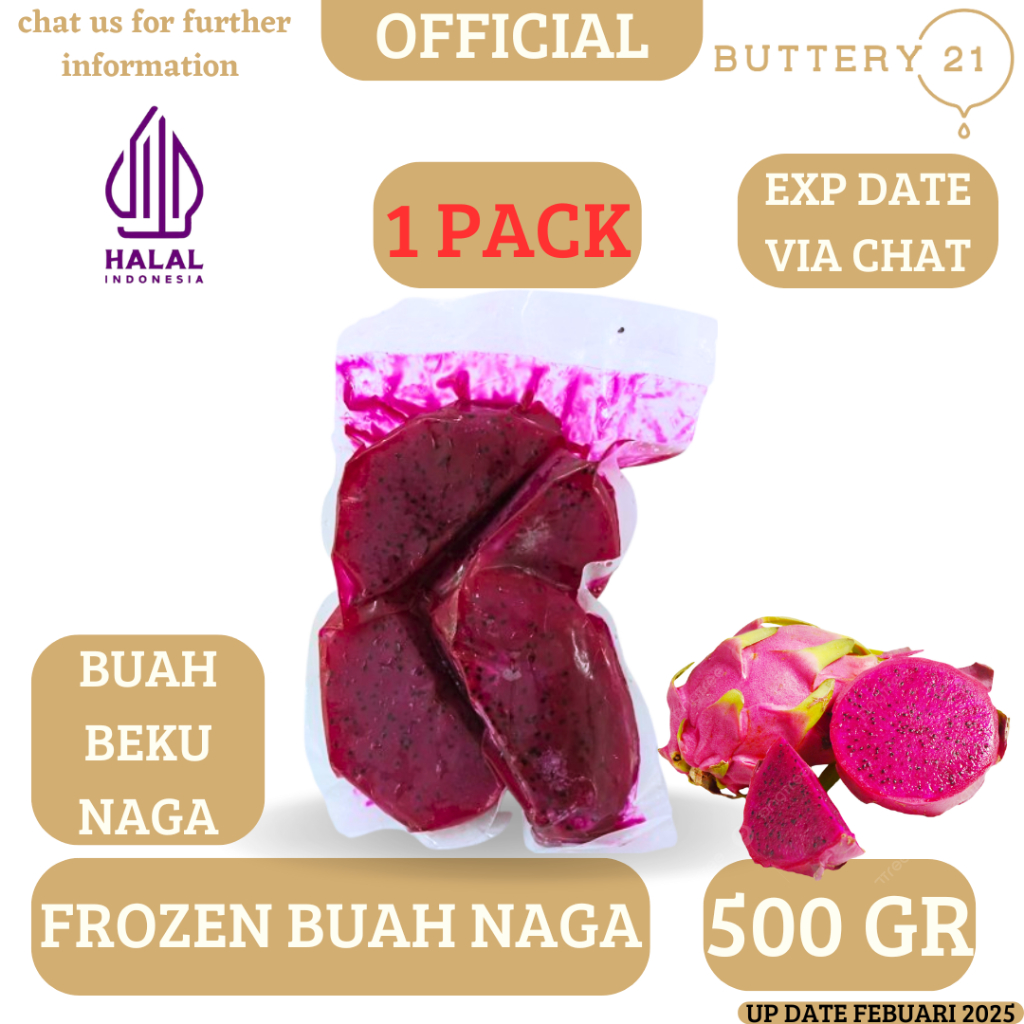 

FROZEN BUAH NAGA 500 GR/BUAH BEKU NAGA/BUAH NAGA FROZEN KUPAS