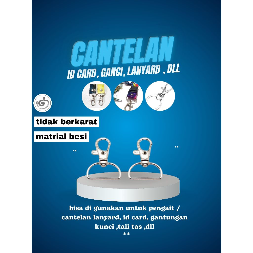 

Kew Kew Kait Besi Cantelan Pengait Pita Lanyard ID Name Card ukuran 1 cm - 1.5 cm - 2 cm - 2.5 cm