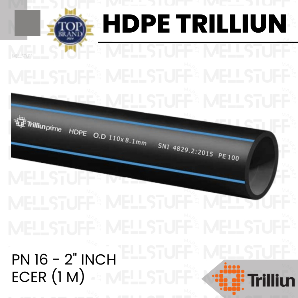 Pipa HDPE Premium Trilliun 2" Inch (63mm) PN-16 Meteran (Eceran) Premium HDPE Pipe