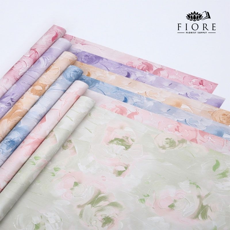 

[10 LBR] kertas buket bunga motif bunga lukis / flower wrapping paper painted rose