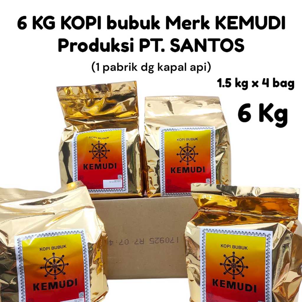 

1 dus kopi kemudi isi 6 kg (1 pabrik dg kapalapi pt santos)