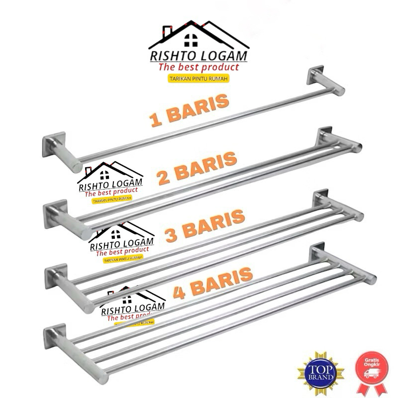 Rapso Gantungan Handuk Jemuran Handuk Jemuran Serbaguna 80cm 60cm Stainless setenlis Rak Dinding