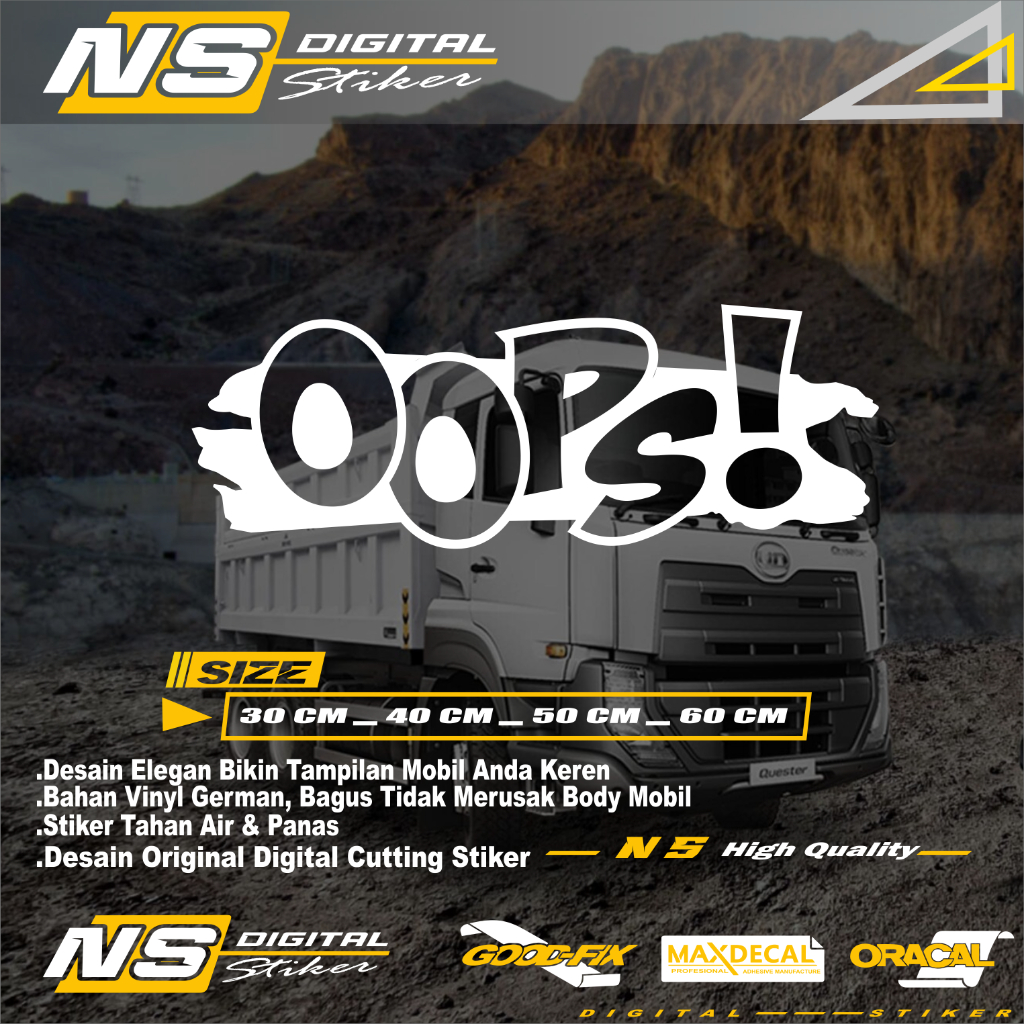 Stiker Mobil Variasi Kaca Bodi Samping Kata Kata Truk Canter Pick Up granmax L300 Keren Tulisan OOPS