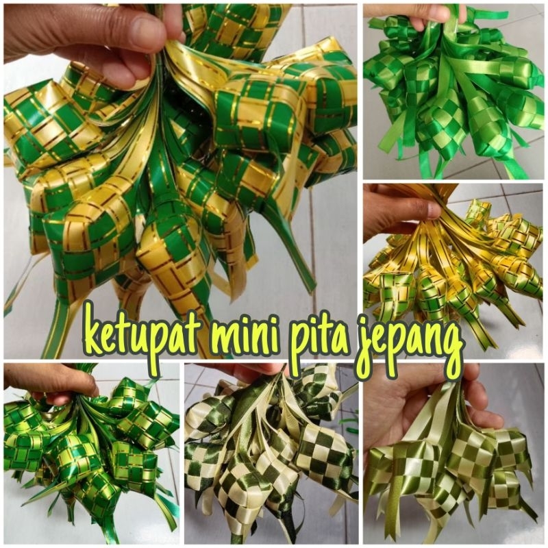 

Ketupat Lebaran Pita Jepang / Ketupat Hiasan Hampers / Ketupat Mini / Pita Hias / Hiasan Parcel / Hiasan Lebaran