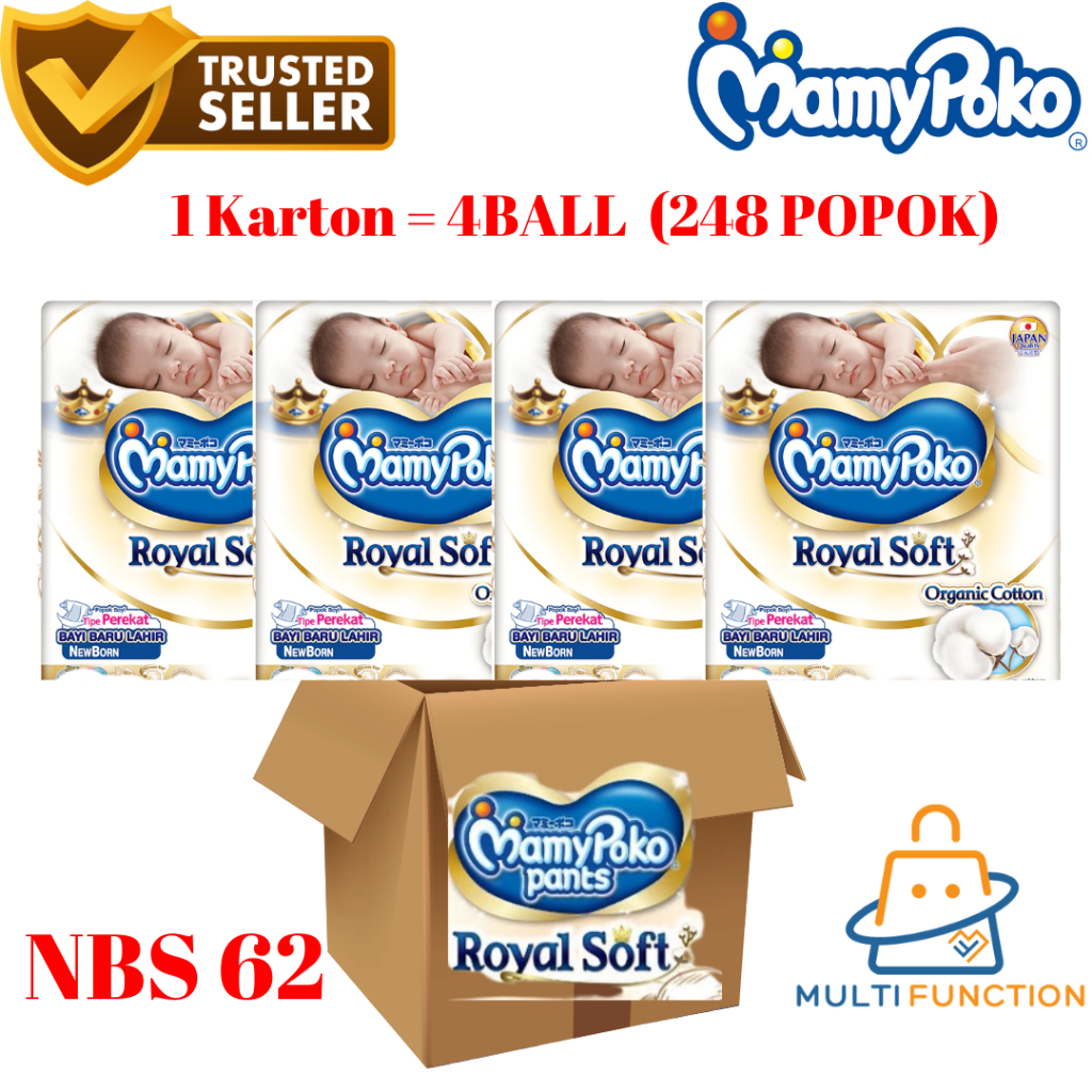 Terlaris Mamypoko Royal Soft NB62 1 KARTON DUS - NB 62Popok Bayi Popok Perekat Bayi BARU LAHIR NEW