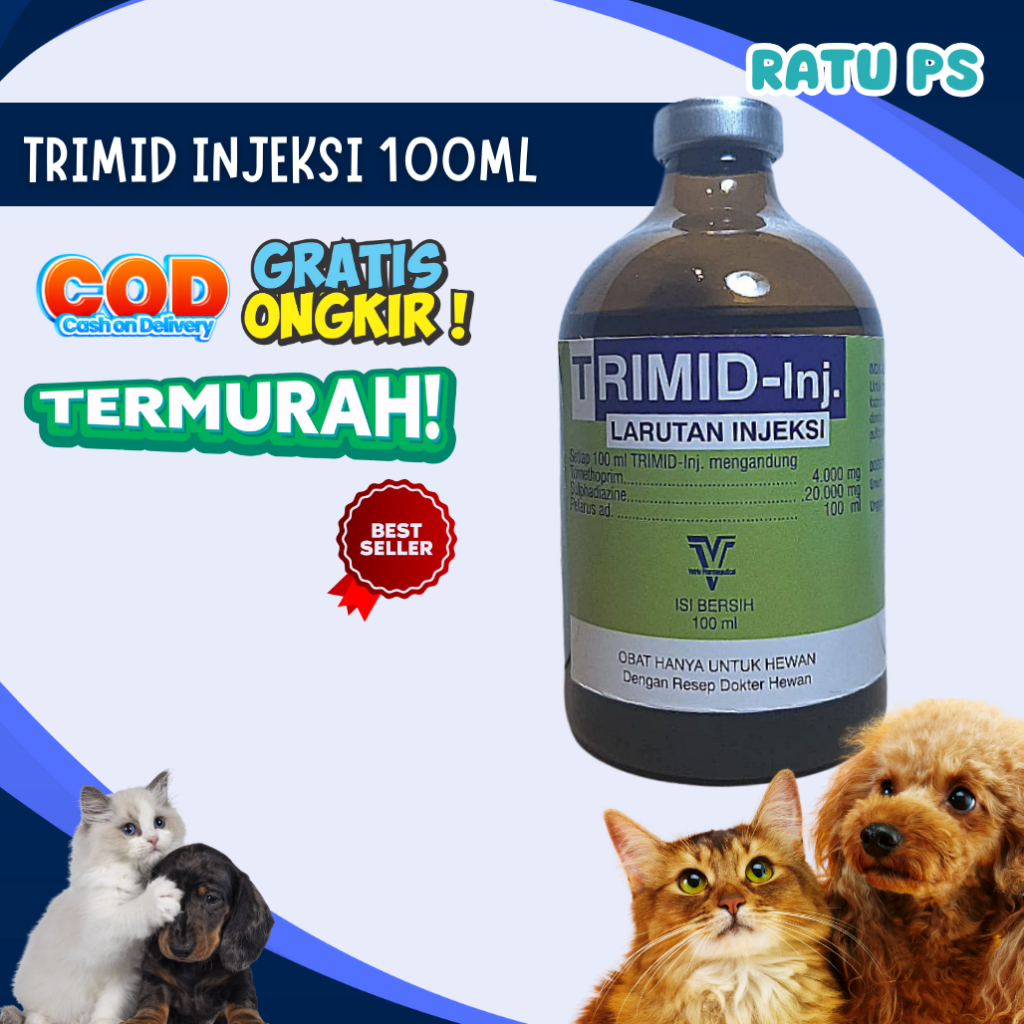 Trimid Injeksi 100 ml - Antibiotik Spektrum Luas Untuk Hewan - Antibiotik Sapi - Antibiotik Ternak