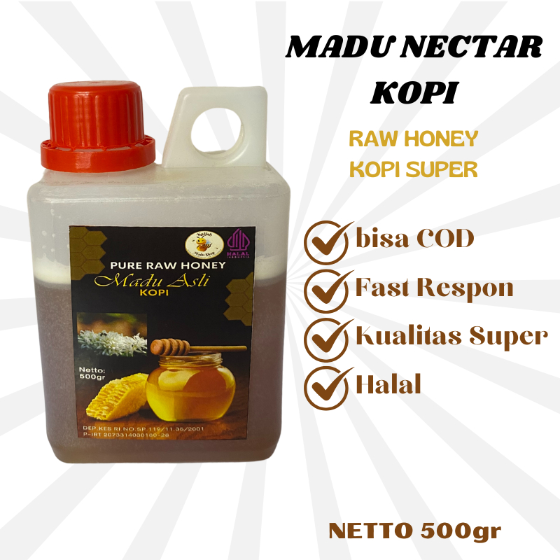 

Madu Asli Murni Mentah Nektar Bunga Kopi Minuman Sehat Bagus Untuk Menjaga Daya Tahan Tubuh KAFFAH MADU SHOP 500gr